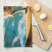 Engelse Setter Strand Surfen Schilderij Theedoek (Quarter Fold)