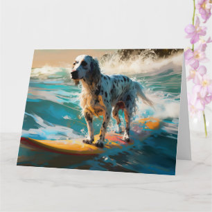 Engelse Setter Strand Surfing Schilderij Kaart