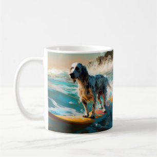 Engelse Setter Strand Surfing Schilderij Koffiemok