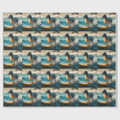 Engelse Setter Strand Surfschildering Cadeaupapier (Vlak)