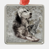 Engelse Setter T-Shirt Trucker Hat Button Keychai Metalen Ornament (Voorkant)