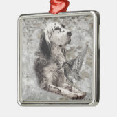 Engelse Setter T-Shirt Trucker Hat Button Keychai Metalen Ornament (Links)