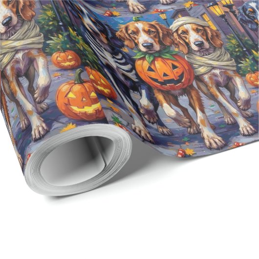 Engelse Setter Trick-or-Treating Halloween kostuum Cadeaupapier (Rol Hoek)