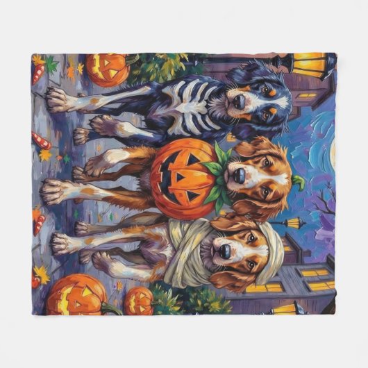 Engelse Setter Trick-or-Treating Halloween kostuum Fleece Deken (Voorkant (Horizontaal))