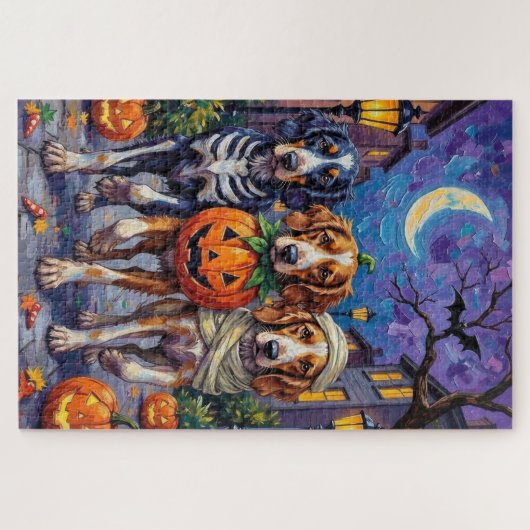 Engelse Setter Trick-or-Treating Halloween kostuum Legpuzzel (Horizontaal)