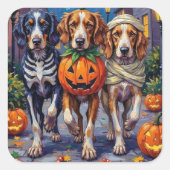 Engelse Setter Trick-or-Treating Halloween kostuum Vierkante Sticker (Voorkant)