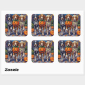 Engelse Setter Trick-or-Treating Halloween kostuum Vierkante Sticker (Vel)