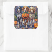 Engelse Setter Trick-or-Treating Halloween kostuum Vierkante Sticker (Tas)