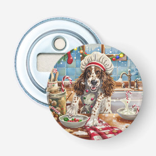 Engelse Setter Vakantiebakkerij: Festive Kerstmis Button Flesopener