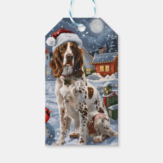 Engelse Setter Winter Wonderland Christmas Joy Cadeaulabel (Voorkant)