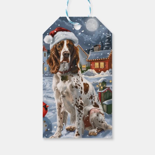 Engelse Setter Winter Wonderland Christmas Joy Cadeaulabel (Achterkant)