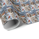 Engelse Setter Winter Wonderland Christmas Joy Cadeaupapier<br><div class="desc">Dit feestelijke ontwerp vangt de vrolijke sfeer van het vakantieseizoen, met een schattige pup die een kerstmuts draagt. De hond is genesteld in een winterwonderland, compleet met een sneeuwpop, een versierde kerstboom en prachtig ingepakte cadeaus. Sneeuwvlokken herfsten zachtjes en voegen een magische toets toe aan het tafereel, terwijl de levendige...</div>