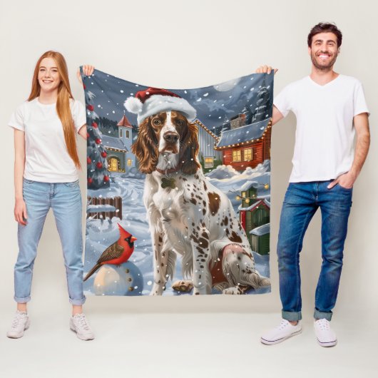 Engelse Setter Winter Wonderland Christmas Joy Fleece Deken (In situ)