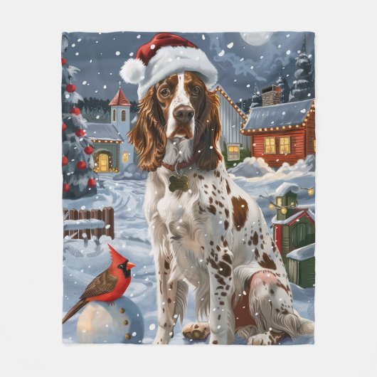 Engelse Setter Winter Wonderland Christmas Joy Fleece Deken (Voorkant)