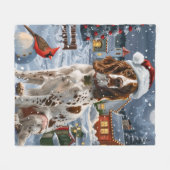 Engelse Setter Winter Wonderland Christmas Joy Fleece Deken (Voorkant (Horizontaal))