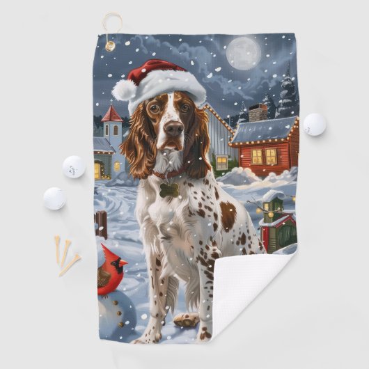 Engelse Setter Winter Wonderland Christmas Joy Golfhanddoek (Insitu)