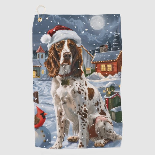 Engelse Setter Winter Wonderland Christmas Joy Golfhanddoek (Voorkant)