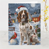 Engelse Setter Winter Wonderland Christmas Joy Kaart (Gele Bloem)