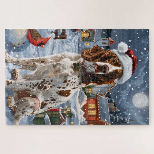 Engelse Setter Winter Wonderland Christmas Joy Legpuzzel (Horizontaal)