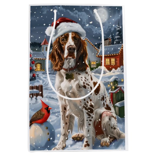Engelse Setter Winter Wonderland Christmas Joy Medium Cadeauzakje (Voorkant)
