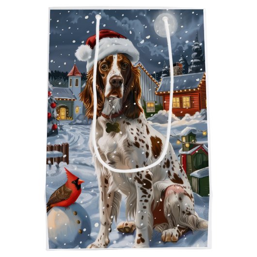 Engelse Setter Winter Wonderland Christmas Joy Medium Cadeauzakje (Achterkant)