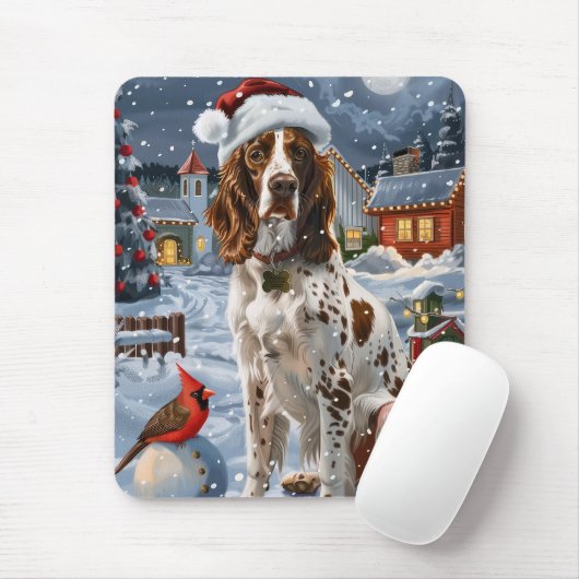 Engelse Setter Winter Wonderland Christmas Joy Muismat (Met muis)