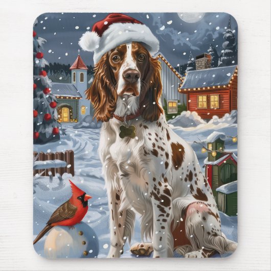 Engelse Setter Winter Wonderland Christmas Joy Muismat (Voorkant)