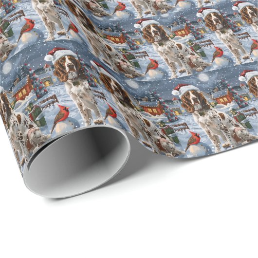 Engelse Setter Winter Wonderland Kerstvreugde Cadeaupapier (Rol Hoek)
