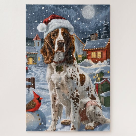 Engelse Setter Winter Wonderland Kerstvreugde Legpuzzel (Verticaal)