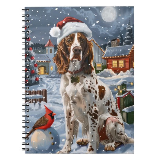 Engelse Setter Winter Wonderland Kerstvreugde Notitieboek (Voorkant)