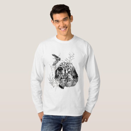 Engelse Setter, Woodcock jacht T-shirt (Voorkant volledig)