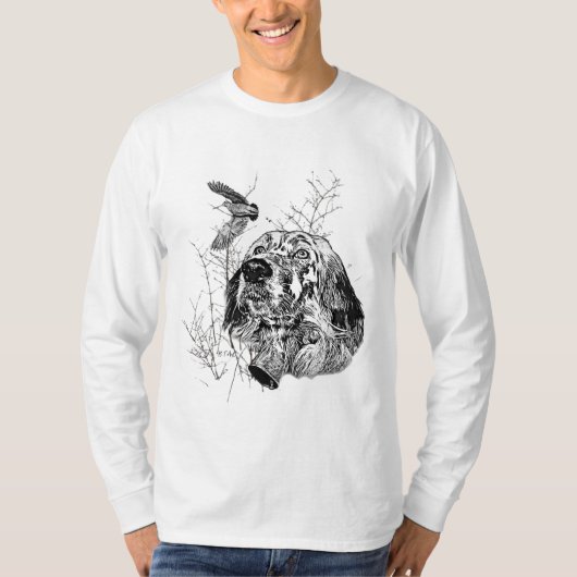 Engelse Setter, Woodcock jacht T-shirt (Voorkant)