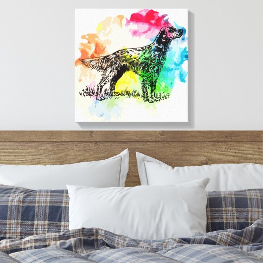 Engelse setterhond canvas afdruk (Insitu (Slaapkamer))