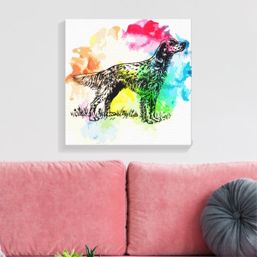 Engelse setterhond canvas afdruk (Insitu (Woonkamer))