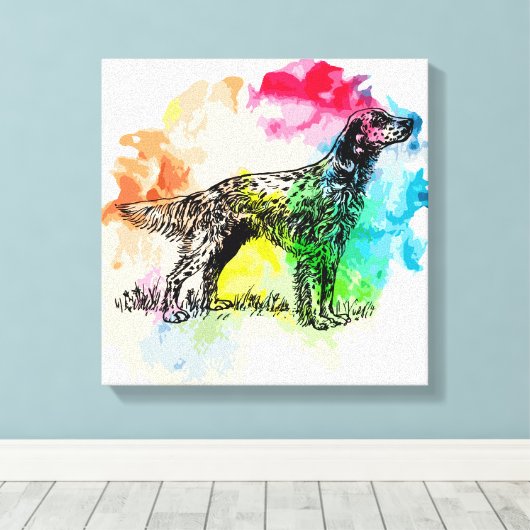 Engelse setterhond canvas afdruk (Insitu (Houten vloer))