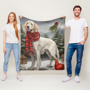 Engelse Setterhond in Kerstsneeuw Fleece Deken