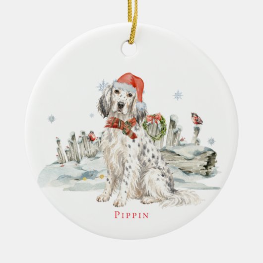 Engelse Setterhond Monogram Keramisch Ornament (Voorkant)