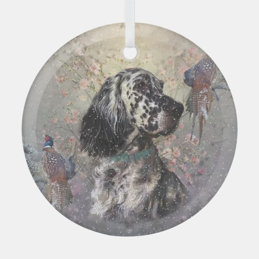 Engelse setterkunst glas ornament (Voorkant)