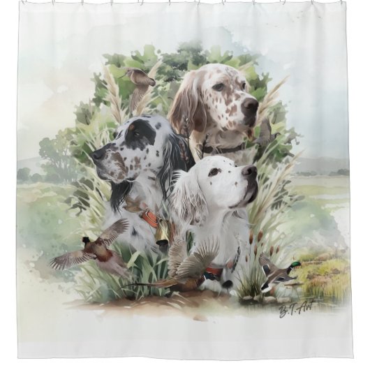 Engelse Setters Douchegordijn (Voorkant)