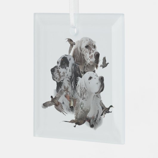 Engelse Setters Glas Ornament (Voorkant links)