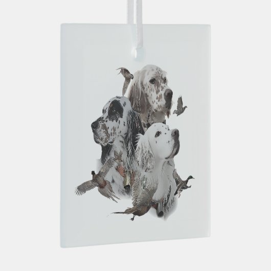 Engelse Setters Glas Ornament (Voorkant Rechts)