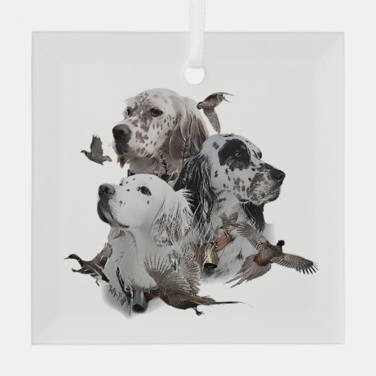 Engelse Setters Glas Ornament (Achterkant)