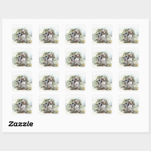 Engelse Setters Vierkante Sticker (Vel)