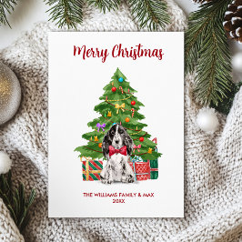 Engelse Spaniel Honden Familie Kerstmis Feestdagenkaart