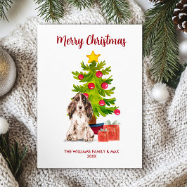 Engelse Spaniel Honden Familie Kerstmis Feestdagenkaart