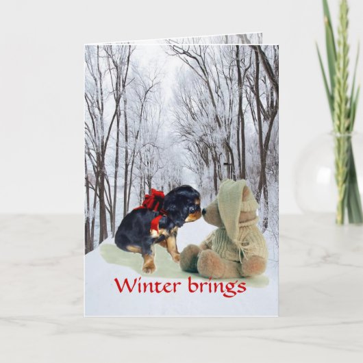 Engelse Speelgoed Spaniel Christmas Feestdagen Kaart (Voorkant)