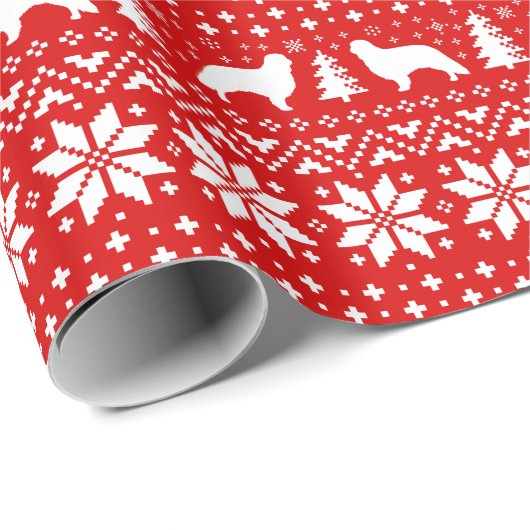 Engelse Speelgoed Spaniel Dog Silhouettes Kerstroo Cadeaupapier (Rol Hoek)