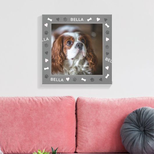 Engelse Speelgoed Spaniel Foto en Naam Canvas Afdruk (Insitu (Woonkamer))