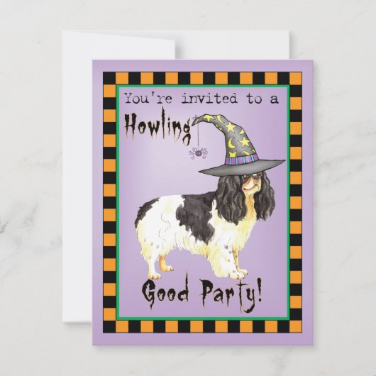 Engelse Speelgoed Spaniel Halloween Uitnodiging (Voorkant)
