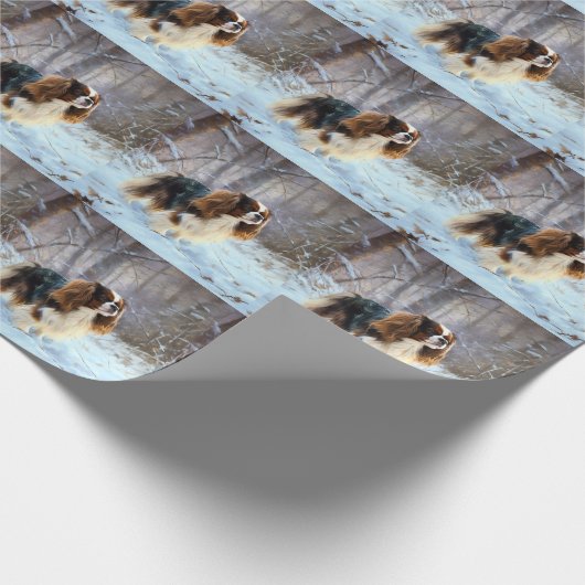 Engelse Speelgoed Spaniel Laat het sneeuwen Kerstm Cadeaupapier (Hoek)